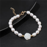 Shell Rose Flower Bracelet Freshwater Pearl Beads Bracelet for Women