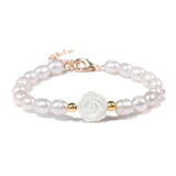 Shell Rose Flower Bracelet Freshwater Pearl Beads Bracelet for Women