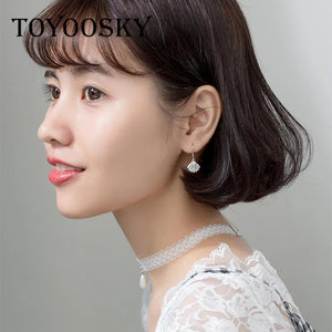 Shell Starfish Drop Asymmetric Earrings With Pearl 925 Sterling Silver