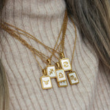 Shell Zodiac Necklace Square Constellation Pendant Stainless Steel Anti Tarnish