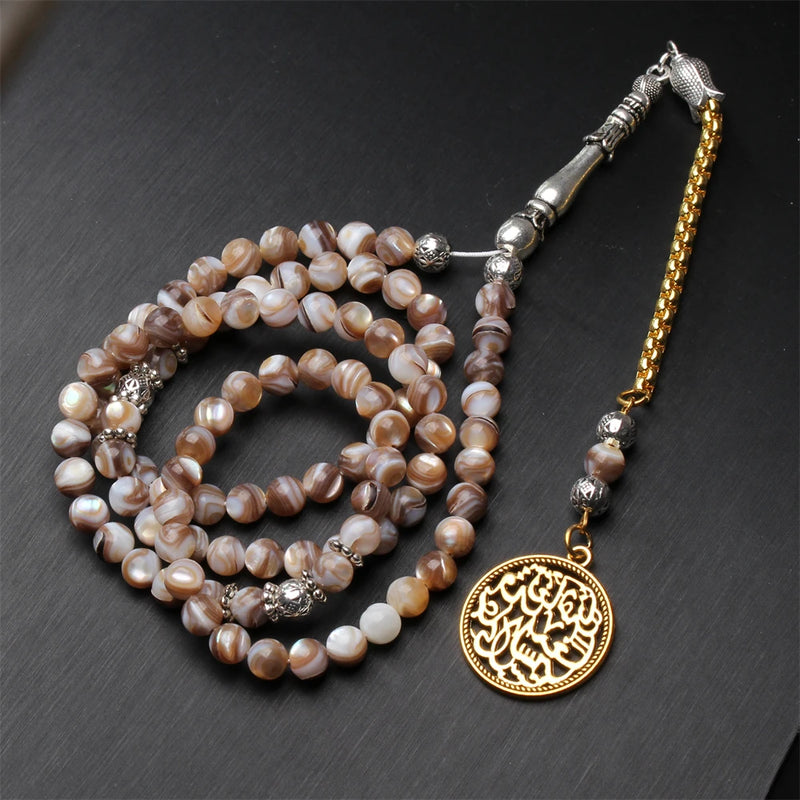 6mm Shell Misbaha Tasbih Tassel Islamic Accessories Natural Stone Rosary