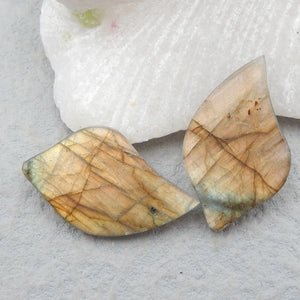 Labradorite Leaf Earrings, Natural Gemstone Hand Carved Women Jewelry