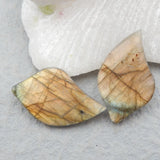 Labradorite Leaf Earrings, Natural Gemstone Hand Carved Women Jewelry