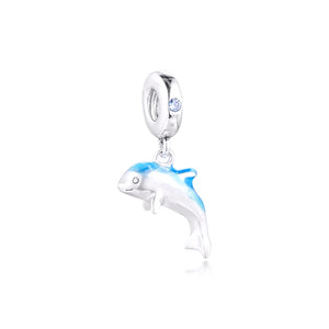 Shimmering Dolphin Dangle Sterling Silver Bead