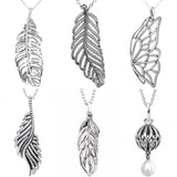 Feather Pine Needle Butterfly Wing Necklace 925 Silver