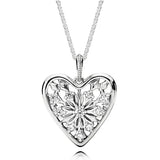 925 Sterling Silver Angel Wing Necklace with Floral Daisy Lace for Women