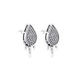 Shimmering Teardrops Stud Earring 925 Sterling Silver Jewelry