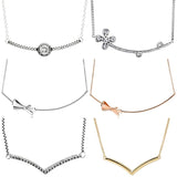 Shimmering Wish Brilliant Bow Sparkle Four-petal Flower Necklace
