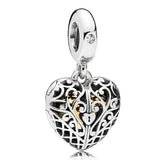 Classic Heart Goddess Pendant Charm for Bracelet 925 Sterling Silver Beads