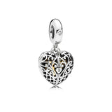 Love Heart Charms 925 Silver Jewelry DIY Women Pendant for Chain Bracelets