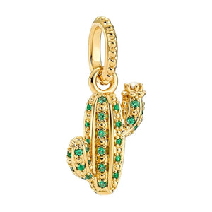 Shine Desert Cactus Pendant Charms DIY Green Crystal Jewelry