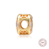 Good Fortune Coin Charm 925 Sterling Silver Crystal Beads