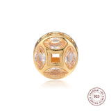 Good Fortune Coin Charm 925 Sterling Silver Crystal Beads