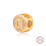 Good Fortune Coin Charm 925 Sterling Silver Crystal Beads