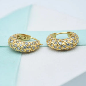 Sparkling Pattern Hoop Earrings 925 Sterling Silver Fine Jewelry