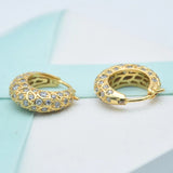Sparkling Pattern Hoop Earrings 925 Sterling Silver Fine Jewelry