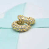 Sparkling Pattern Hoop Earrings 925 Sterling Silver Fine Jewelry