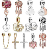 Infinity Heart Cross Mother & Son Love Pendant 925 Silver Charms Bracelet DIY