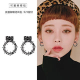 Shine Stud Earrings 925 Sterling Silver Flower Unique Silver Noble Jewelry