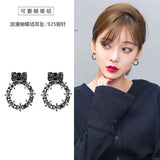 Shine Stud Earrings 925 Sterling Silver Flower Unique Silver Noble Jewelry