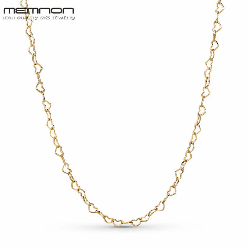 925 Silver Hearts Chain Necklace for Women DIY Jewelry Making