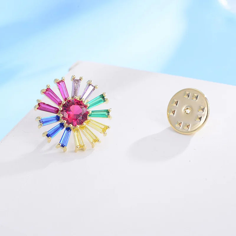 Shineland Flower Crystal Brooch Coat Pin Sweater Accessories Women Gift