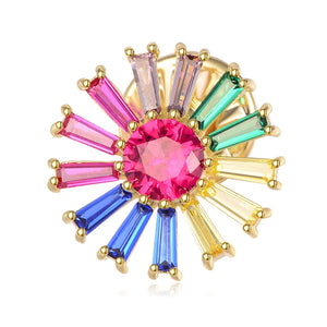 Shineland Flower Crystal Brooch Coat Pin Sweater Accessories Women Gift