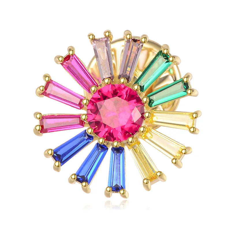 Shineland Flower Crystal Brooch Coat Pin Sweater Accessories Women Gift