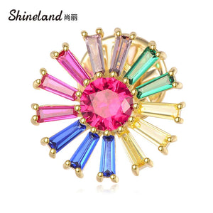 Shineland Flower Crystal Brooch Coat Pin Sweater Accessories Women Gift