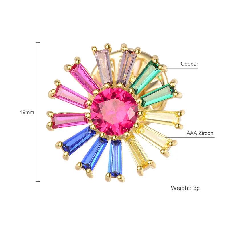 Shineland Flower Crystal Brooch Coat Pin Sweater Accessories Women Gift