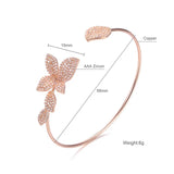 Shineland Butterfly Leaves Adjustable Bracelet for Women Bridal Wedding