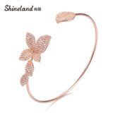 Shineland Butterfly Leaves Adjustable Bracelet for Women Bridal Wedding