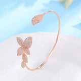 Shineland Butterfly Leaves Adjustable Bracelet for Women Bridal Wedding