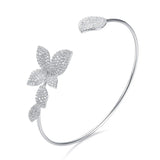 Shineland Butterfly Leaves Adjustable Bracelet for Women Bridal Wedding