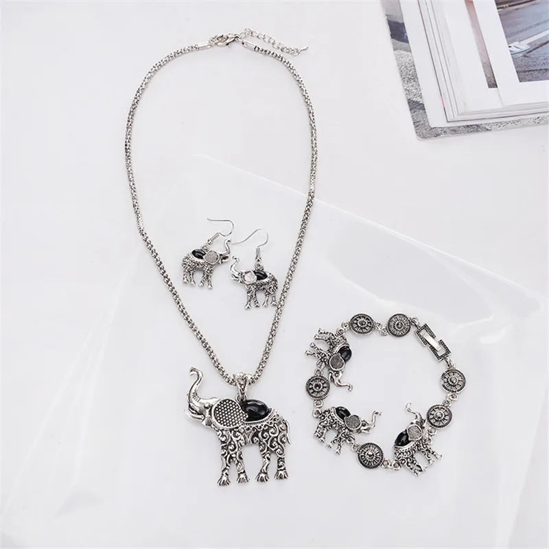Shineland Elephant Pendant Jewelry Set For Women