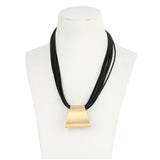 Shineland Punk Big Bib Multilayer PU Leather Choker Necklace