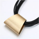Shineland Punk Big Bib Multilayer PU Leather Choker Necklace