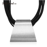 Shineland Punk Big Bib Multilayer PU Leather Choker Necklace