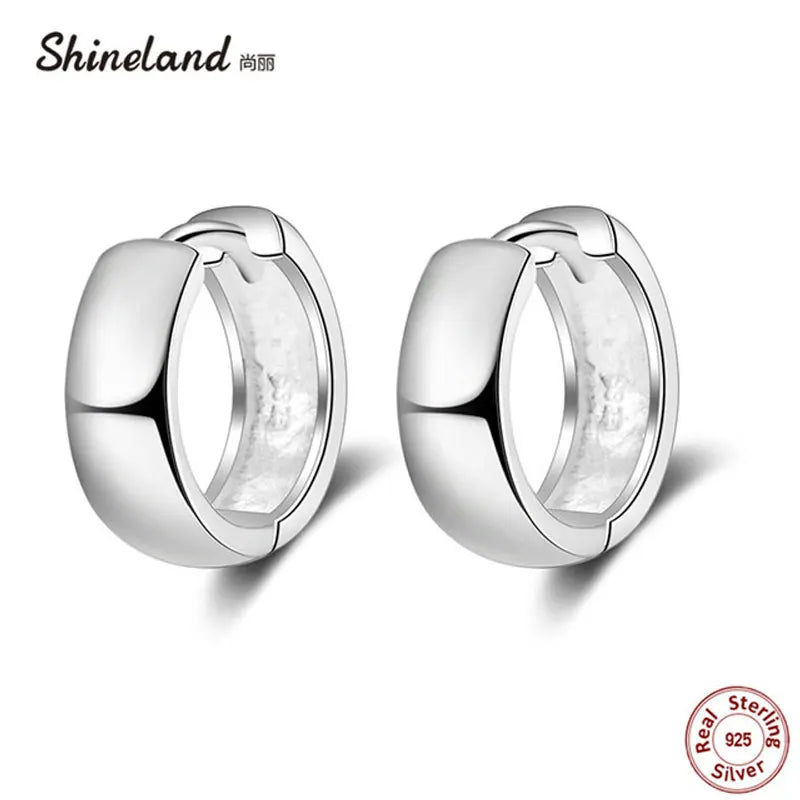 Shineland Punk Small Circles Huggie Hoop Earrings 925 Sterling Silver