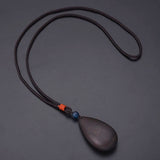 Shineland Wood Pendant Necklace for Women Men Collares Vintage Jewelry