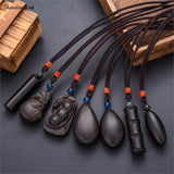 Shineland Wood Pendant Necklace for Women Men Collares Vintage Jewelry