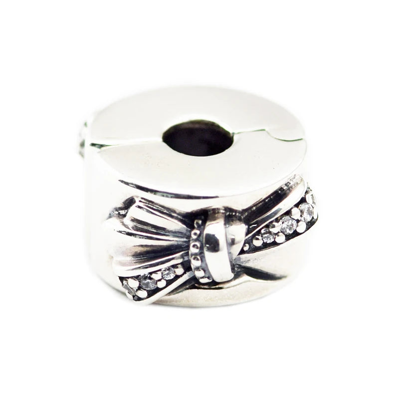 Shining Bow Clip Charm DIY Jewelry Making Fits 925 Sterling Silver Bracelets