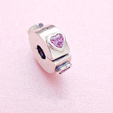 Shining Bow & Path Lock Love Charm Beads 925 Sterling Silver