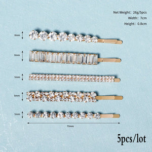Crystal Zirconia Pearl Hair Clip Barrette Set