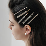 Crystal Zirconia Pearl Hair Clip Barrette Set