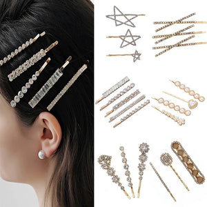 Crystal Zirconia Pearl Hair Clip Barrette Set