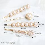Crystal Zirconia Pearl Hair Clip Barrette Set