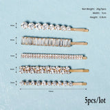 Crystal Zirconia Pearl Hair Clip Barrette Set