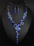 Crystal Flower Necklace Earring Set