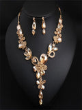 Crystal Flower Necklace Earring Set